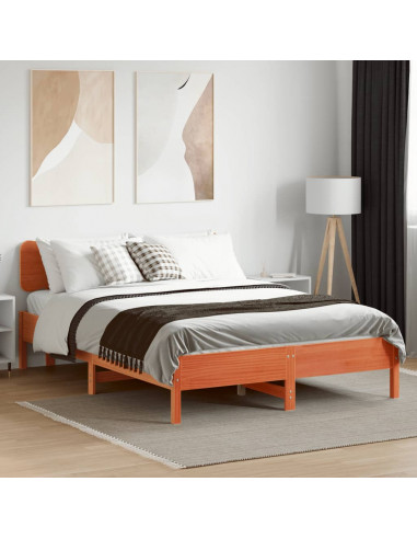 Giroletto senza Materasso Marrone Cera 135x190 cm Legno di Pino