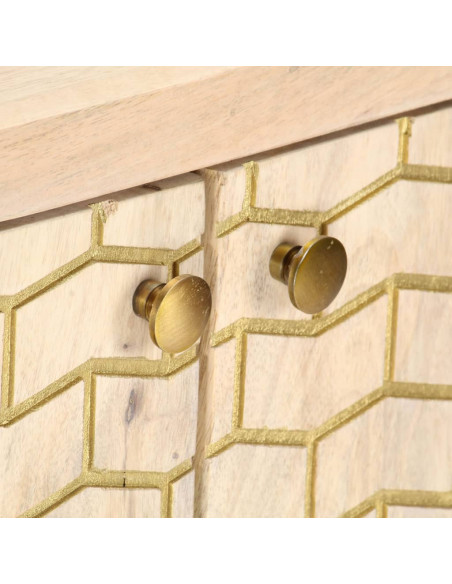 Credenza Oro 120x30x75 cm Legno Massello di Mango