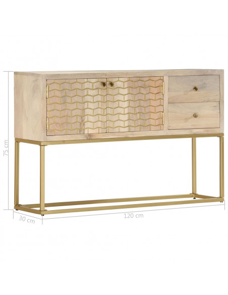 Credenza Oro 120x30x75 cm Legno Massello di Mango