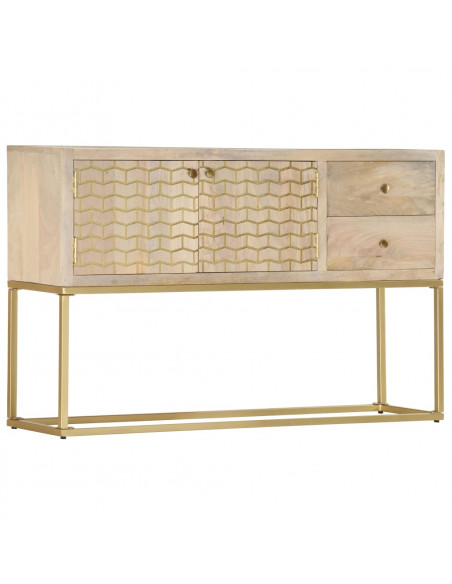 Credenza Oro 120x30x75 cm Legno Massello di Mango
