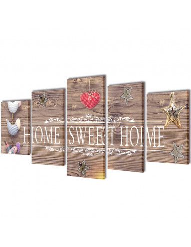 Set Stampa su Tela da Muro 5 pz Home Sweet Home 100 x 50 cm