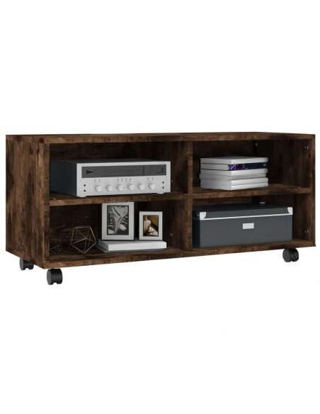 Mobile TV con Ruote Rovere Fumo 90x35x35cm in Legno Multistrato