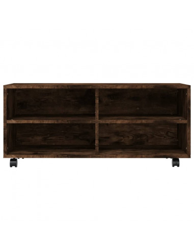 Mobile TV con Ruote Rovere Fumo 90x35x35cm in Legno Multistrato