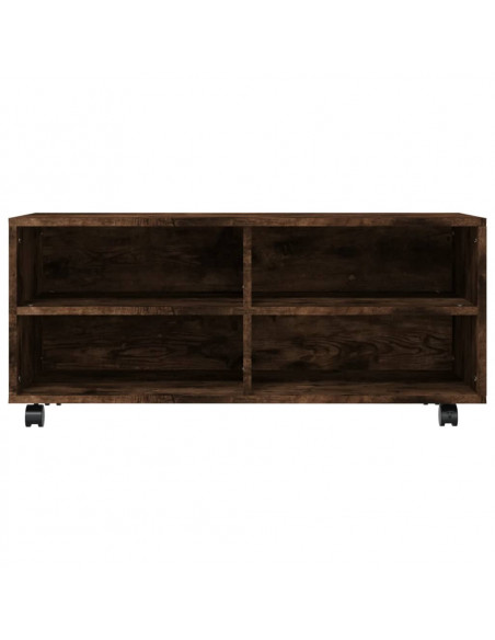 Mobile TV con Ruote Rovere Fumo 90x35x35cm in Legno Multistrato