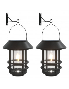 Lanterne Solari da Parete per Esterni 2 pz Bianche 2