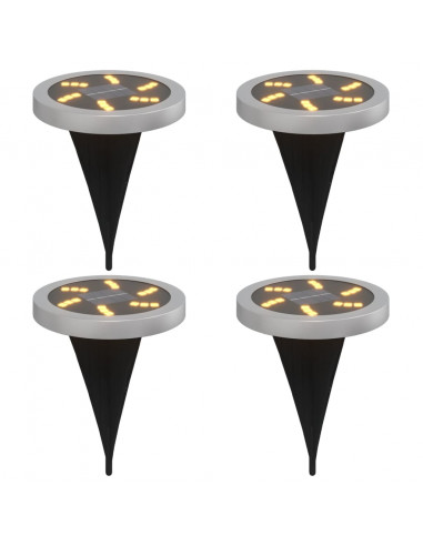 Luci Solari da Terra con Picchetti da Esterno 4pz Bianco Caldo