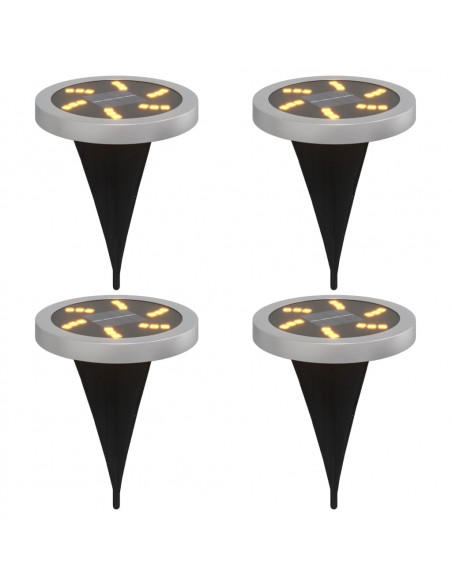 Luci Solari da Terra con Picchetti da Esterno 4pz Bianco Caldo