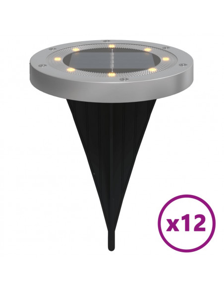 Luci Solari da Terra con Picchetti da Esterno 12pz Bianco Caldo