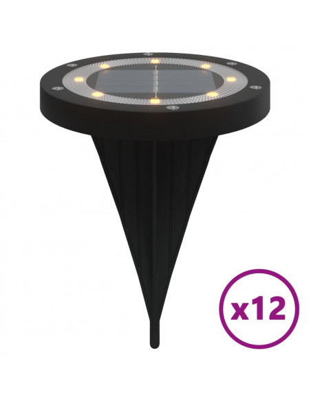 Luci Solari da Terra con Picchetti da Esterno 12pz Bianco Caldo