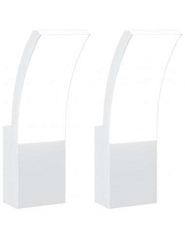 Applique per Esterni con LED 2 pz Bianche Alluminio Pressofuso