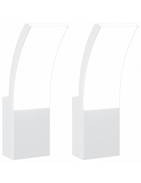 Applique per Esterni con LED 2 pz Bianche Alluminio Pressofuso
