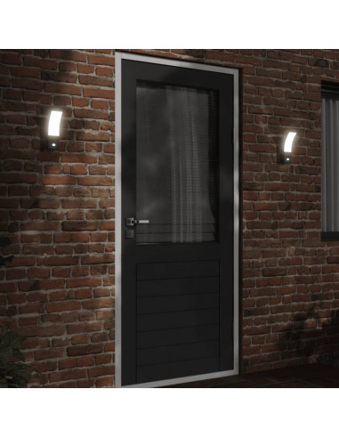 Applique con LED e Sensore 2 pz Nere in Alluminio Pressofuso