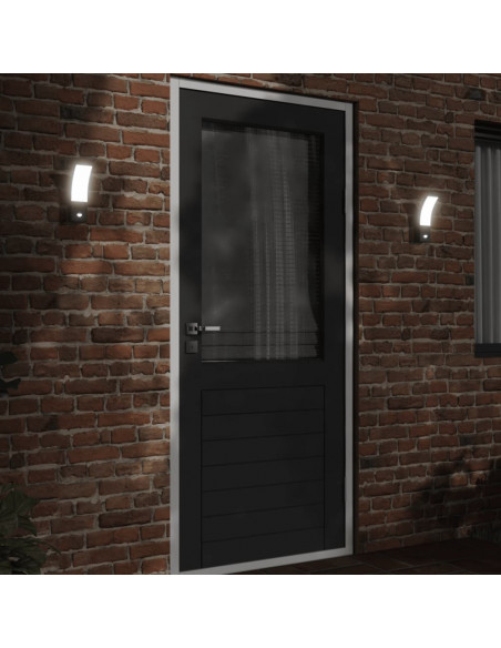 Applique con LED e Sensore 2 pz Nere in Alluminio Pressofuso