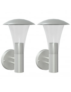 Applique da Esterno 2 pz Argento in Acciaio Inossidabile 2