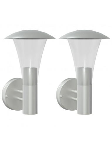 Applique da Esterno 2 pz Argento in Acciaio Inossidabile