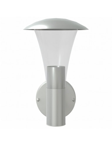 Applique da Esterno 2 pz Argento in Acciaio Inossidabile