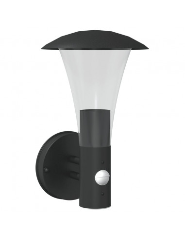 Applique da Esterno con Sensore Nera in Acciaio Inossidabile