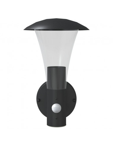 Applique da Esterno con Sensore Nera in Acciaio Inossidabile