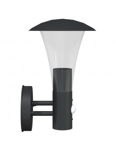 Applique da Esterno con Sensore Nera in Acciaio Inossidabile