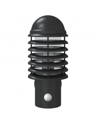 Applique da Esterno con Sensore Nera in Acciaio Inossidabile