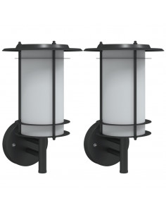 Applique da Esterno 2 pz Nere in Acciaio Inossidabile 2