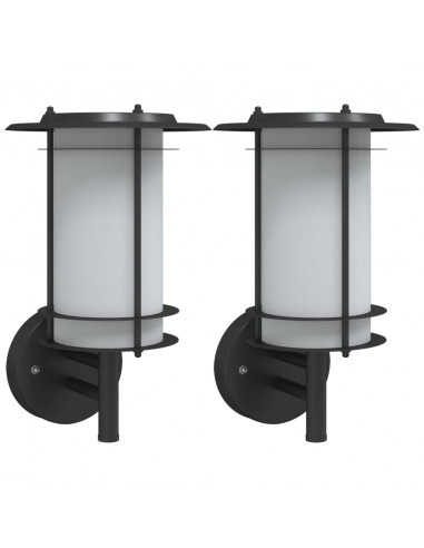 Applique da Esterno 2 pz Nere in Acciaio Inossidabile