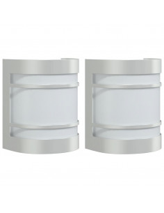 Applique da Esterno 2 pz Argento in Acciaio Inossidabile 2