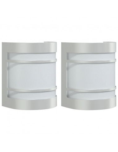 Applique da Esterno 2 pz Argento in Acciaio Inossidabile