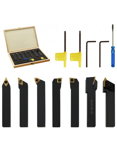 Set di Utensili Indicizzabili per Tornitura 12 pz 16x16mm 100mm