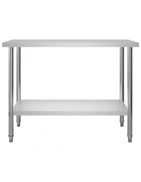 Tavolo Lavoro Cucina con Mensola 120x60x150 cm in Acciaio Inox
