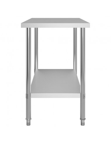 Tavolo Lavoro Cucina con Mensola 120x60x150 cm in Acciaio Inox