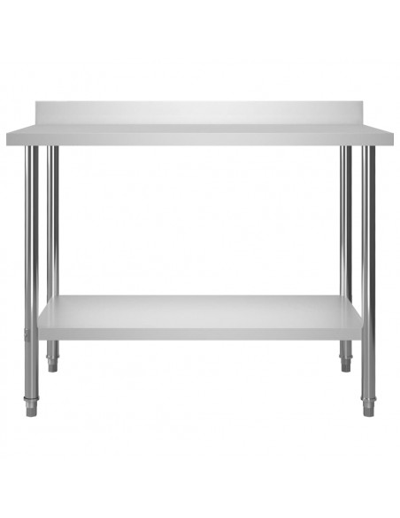 Tavolo Lavoro Cucina con Mensola 120x60x150 cm in Acciaio Inox