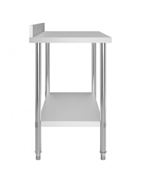 Tavolo Lavoro Cucina con Mensola 120x60x150 cm in Acciaio Inox