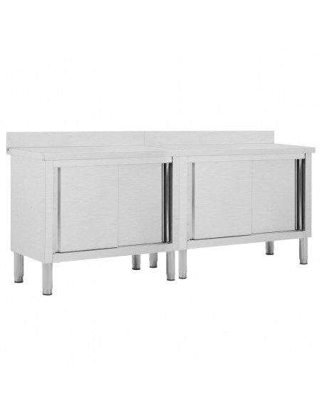 Tavoli da Lavoro Ante Scorrevoli 2 pz 200x50x(95-97) cm Acciaio