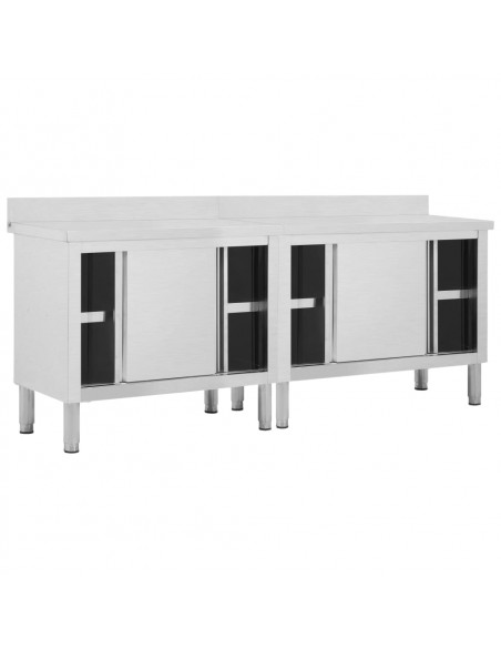 Tavoli da Lavoro Ante Scorrevoli 2 pz 200x50x(95-97) cm Acciaio