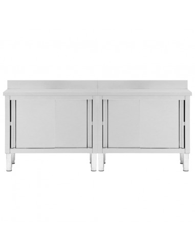 Tavoli da Lavoro Ante Scorrevoli 2 pz 200x50x(95-97) cm Acciaio