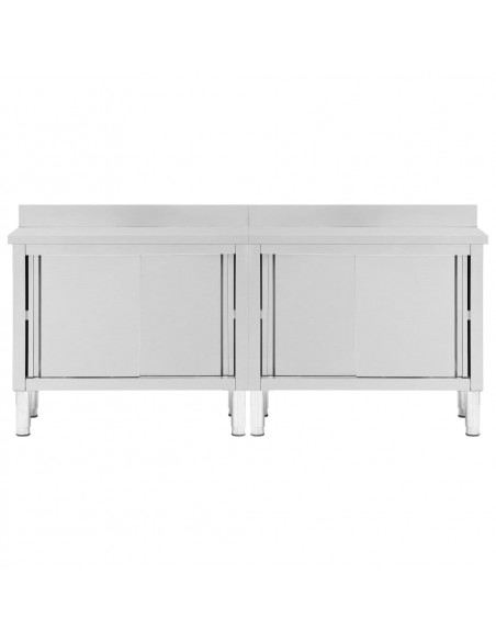 Tavoli da Lavoro Ante Scorrevoli 2 pz 200x50x(95-97) cm Acciaio