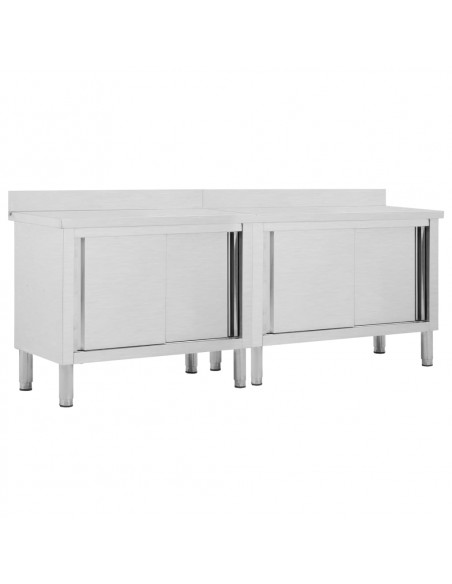 Tavoli da Lavoro Ante Scorrevoli 2 pz 240x50x(95-97) cm Acciaio
