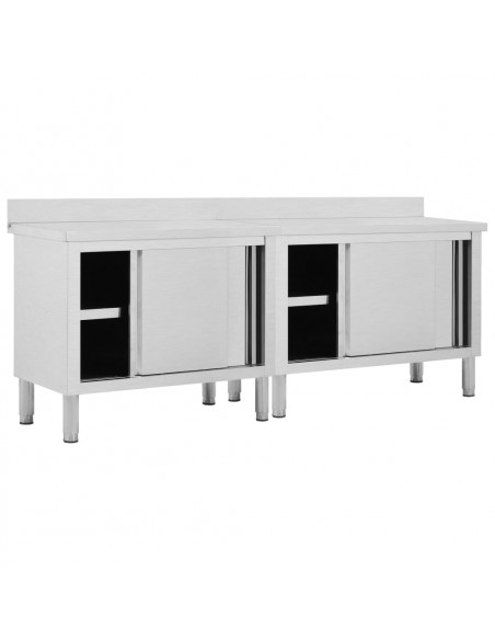 Tavoli da Lavoro Ante Scorrevoli 2 pz 240x50x(95-97) cm Acciaio