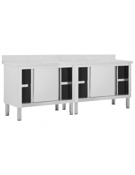 Tavoli da Lavoro Ante Scorrevoli 2 pz 240x50x(95-97) cm Acciaio