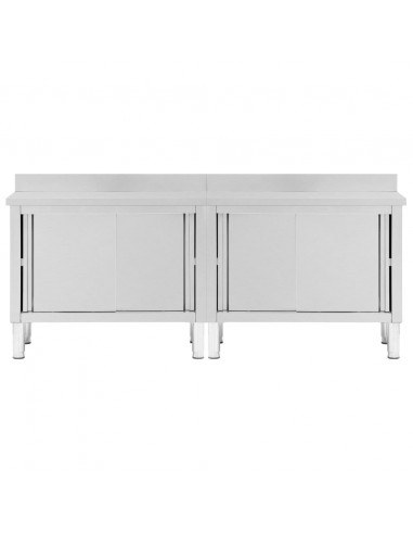 Tavoli da Lavoro Ante Scorrevoli 2 pz 240x50x(95-97) cm Acciaio