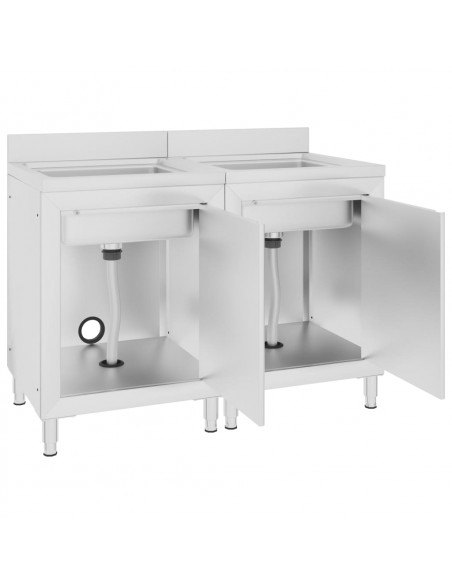 Mobiletti da Cucina con Lavandino 2 pz in Acciaio Inox
