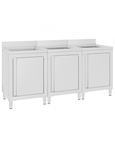 Mobiletti da Cucina con Lavandino 3 pz in Acciaio Inox