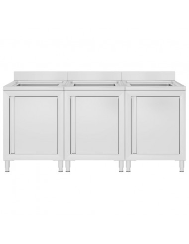 Mobiletti da Cucina con Lavandino 3 pz in Acciaio Inox