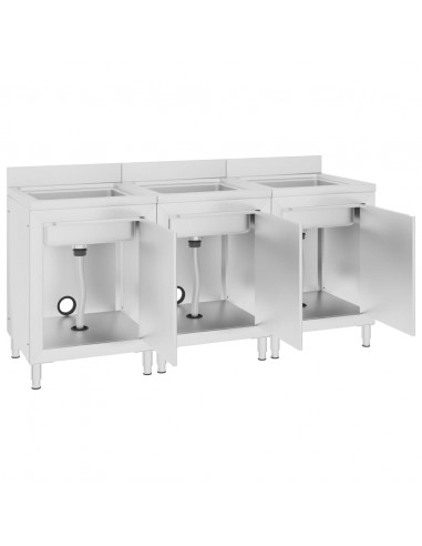 Mobiletti da Cucina con Lavandino 3 pz in Acciaio Inox