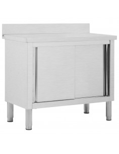 Banco da Lavoro con Ante Scorrevoli 100x50x(95-97)cm in Acciaio 2