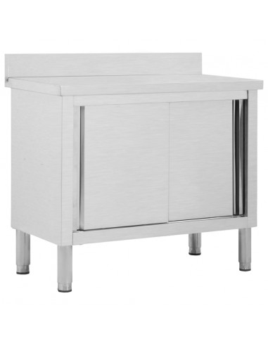 Banco da Lavoro con Ante Scorrevoli 100x50x(95-97)cm in Acciaio