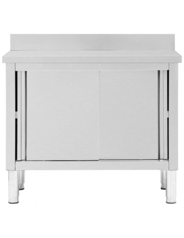 Banco da Lavoro con Ante Scorrevoli 100x50x(95-97)cm in Acciaio