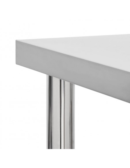 Tavolo da Lavoro Cucina con Ruote 60x60x85 cm in Acciaio Inox