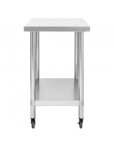 Tavolo da Lavoro Cucina con Ruote 100x30x85 cm in Acciaio Inox